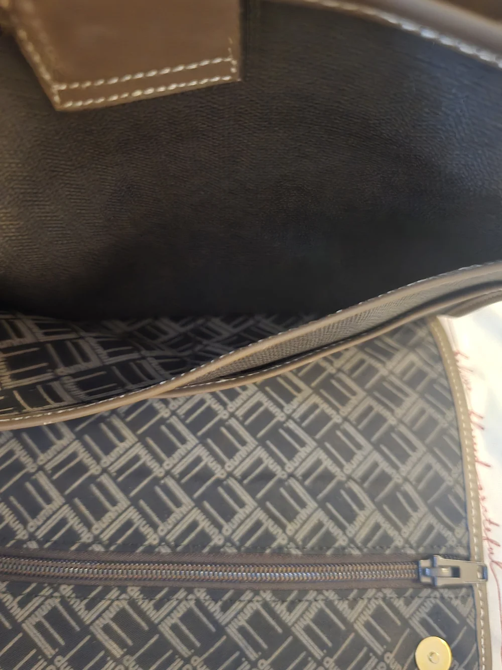 Dunhill Black Canvas Clutch with Brown Leather Trim and Gold Accent-EUC!